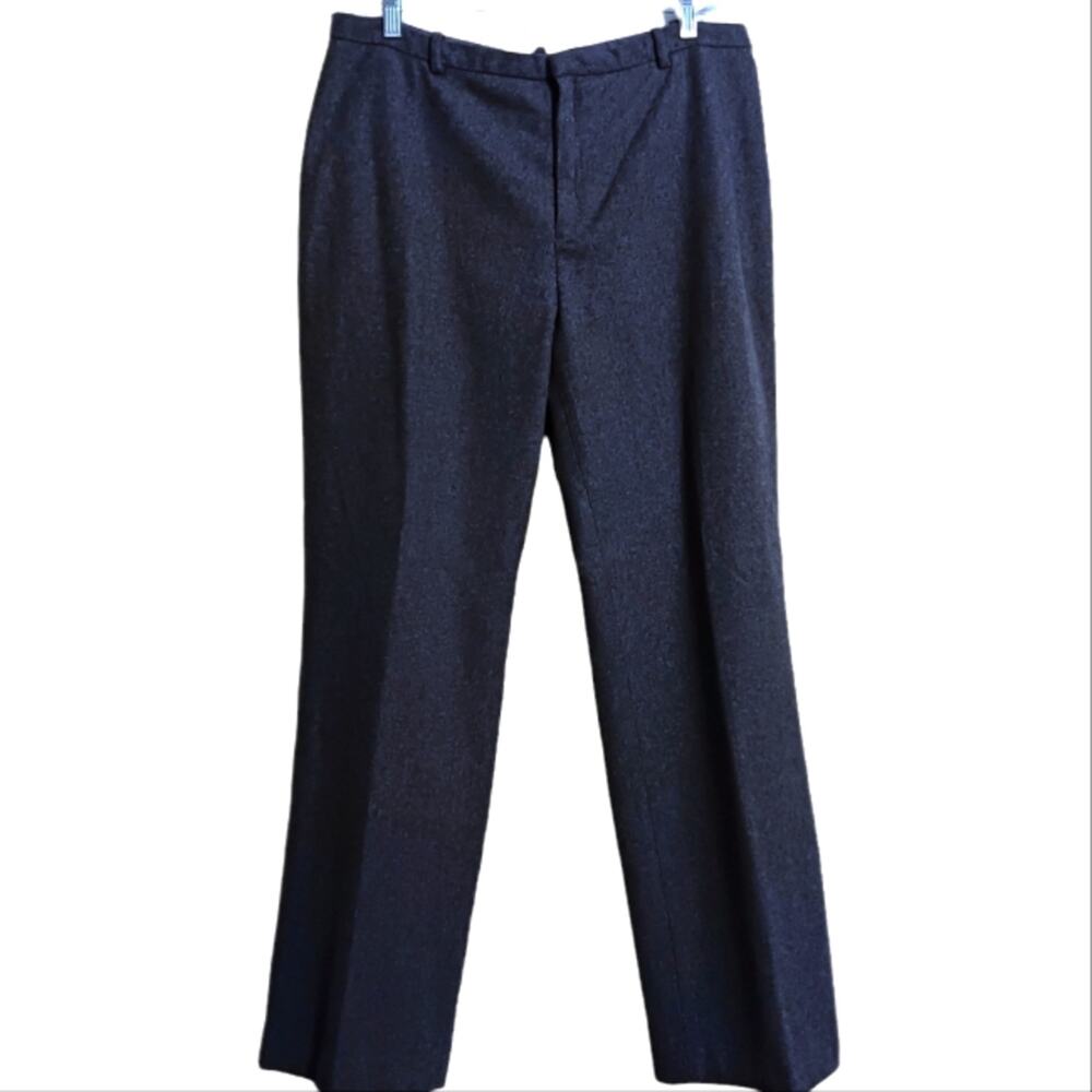 GAP wool blend pants sz 14R flat front high rise fully lined trouser gray grey